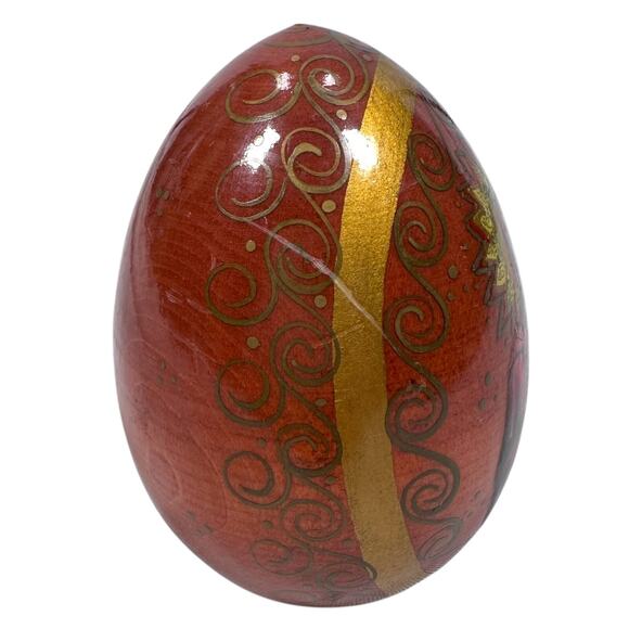 Vintage Wooden Russian Orthodox Egg with Child Religious Icon Hand Painted 3.5" - Picture 4 of 10